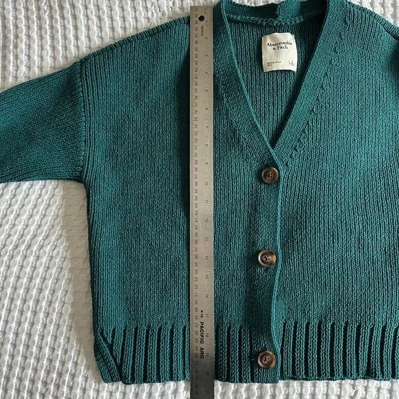 Abercrombie & Fitch Women's Teal Chenille Knit Cardigan Sweater size small - Picture 4 of 7